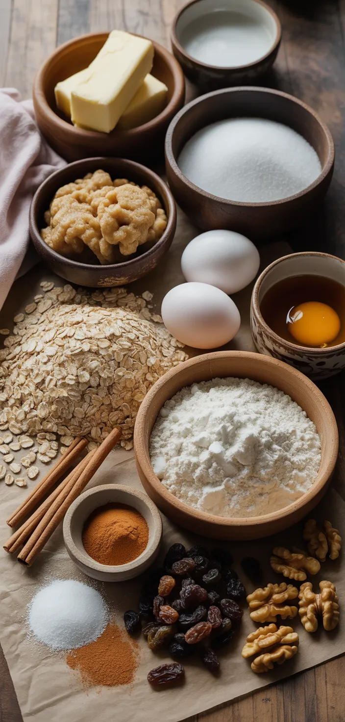 Ingredients photo for Old Fashioned Iced Oatmeal Cookies Recipe