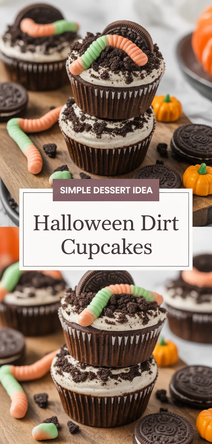A photo of Halloween Dirt Cupcakes Recipe