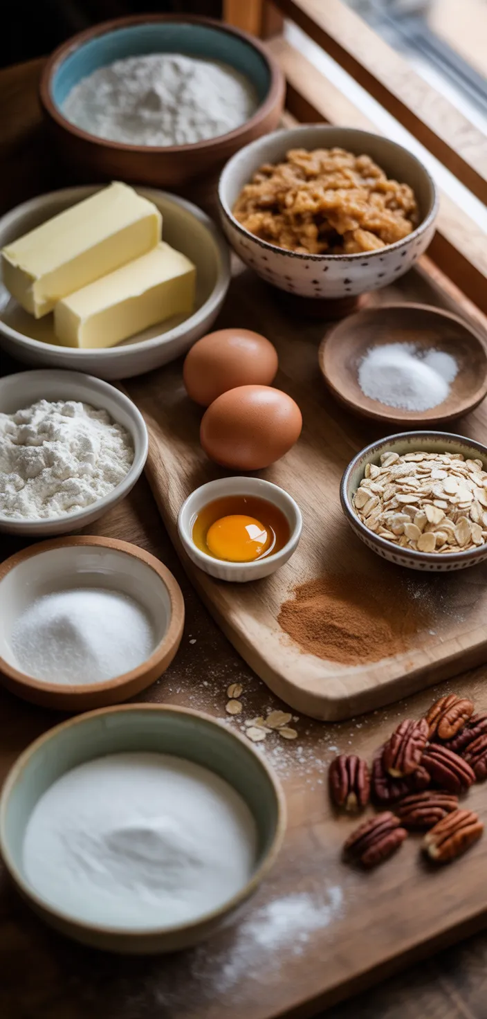 Ingredients photo for Oatmeal Coconut Pecan Cookies Recipe
