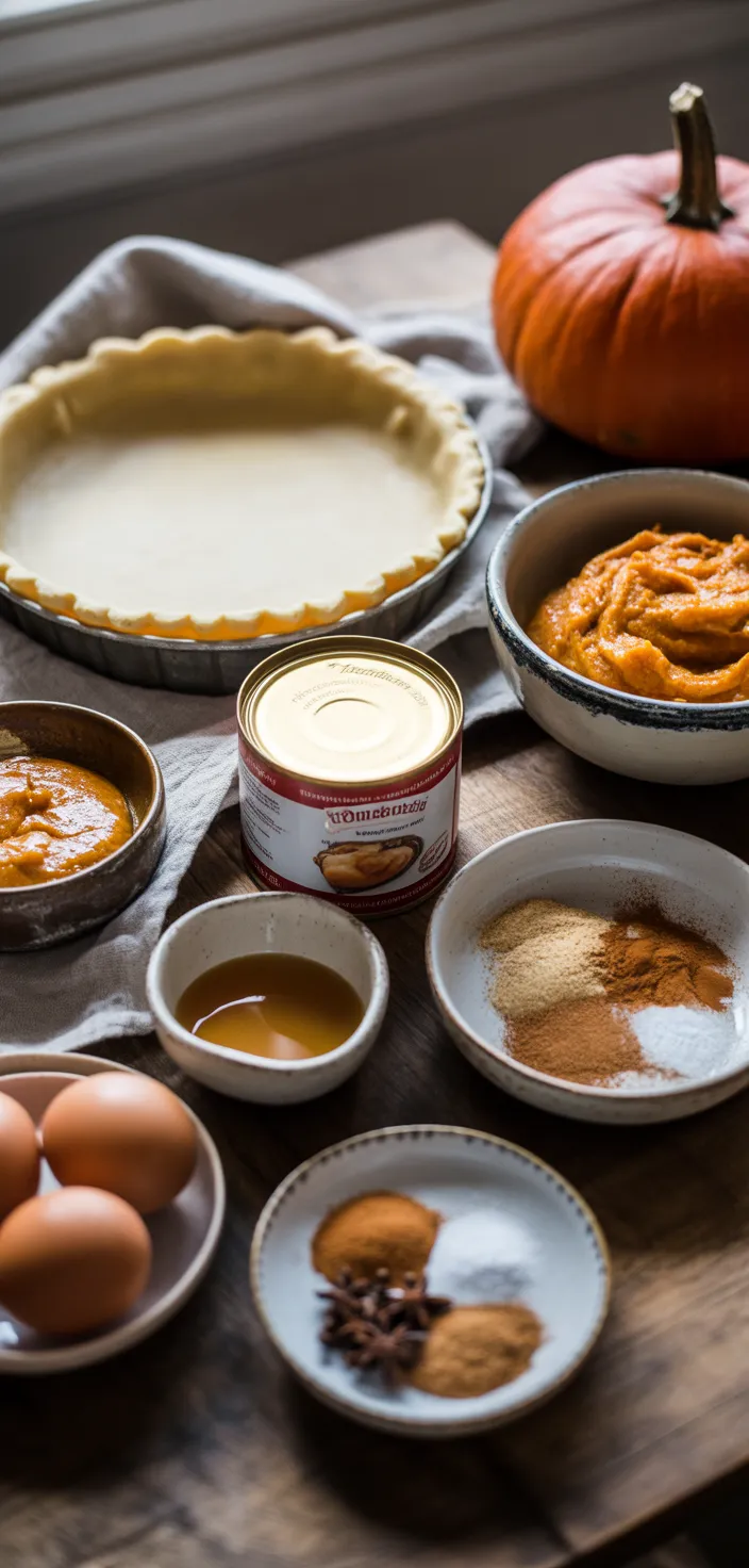 Ingredients photo for Pumpkin Pie With Sweetened Condensed Milk Recipe
