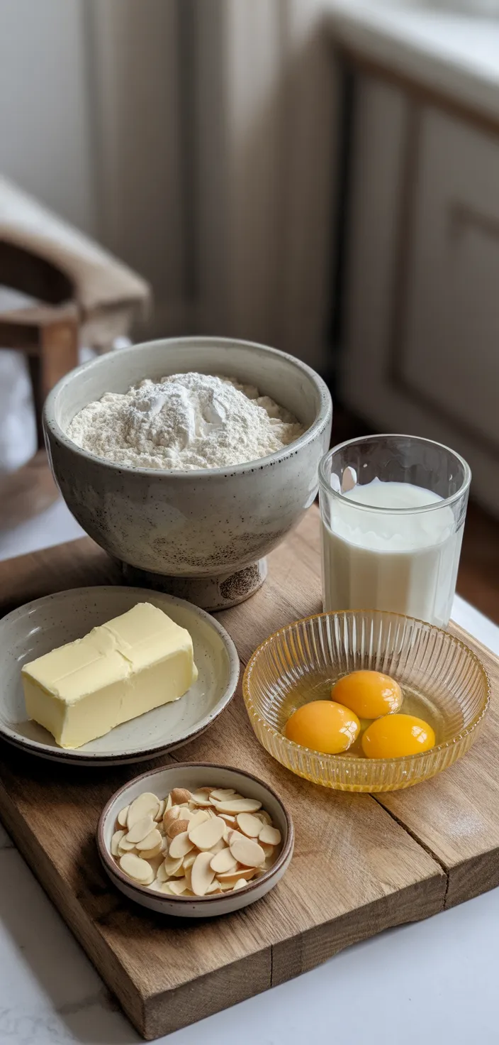 Ingredients photo for The Danish Almond Puff Is A Delightful Combination Of Buttery Pastry And Rich Almond Flavors. Recipe