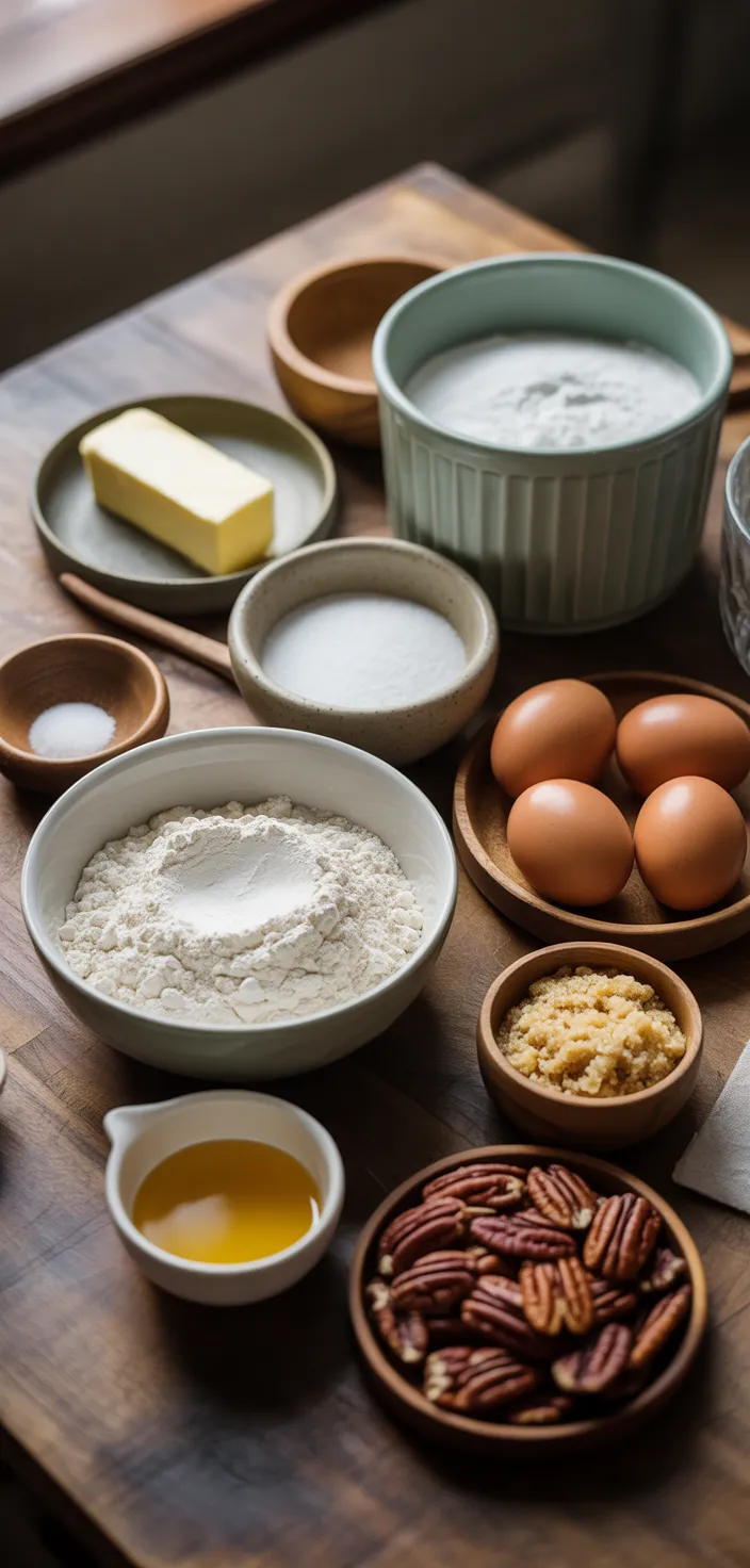 Ingredients photo for Lazy Girl Pecan Pie Bars Recipe: The Ultimate Quick And Easy Dessert