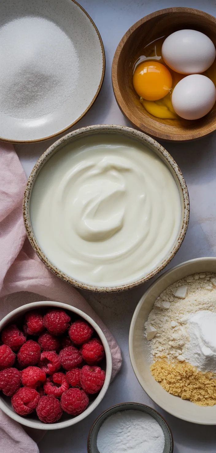 Ingredients photo for Yogurt Cake With Raspberry Swirl Recipe